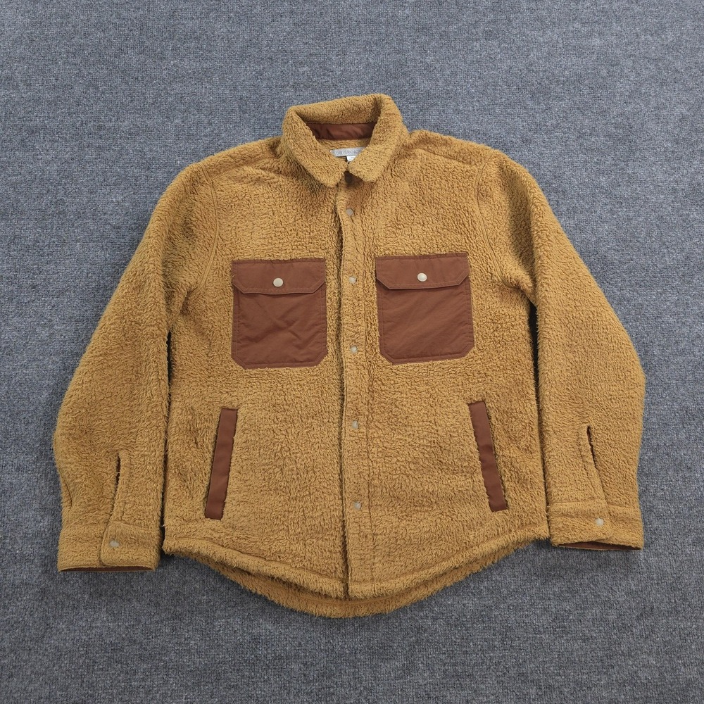 Outerknown Jacket Mens M Brown Skyline Sherpa Fleece Shacket Snap Front Pockets